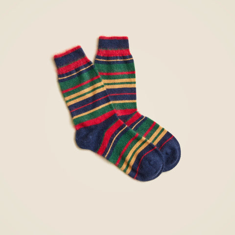 Brushed cashmere-blend socks in stripe