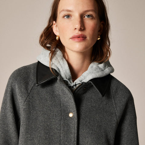 Petite long Barn Jacket™ in drapey wool blend