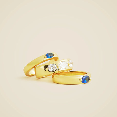 Crystal rings set-of-three