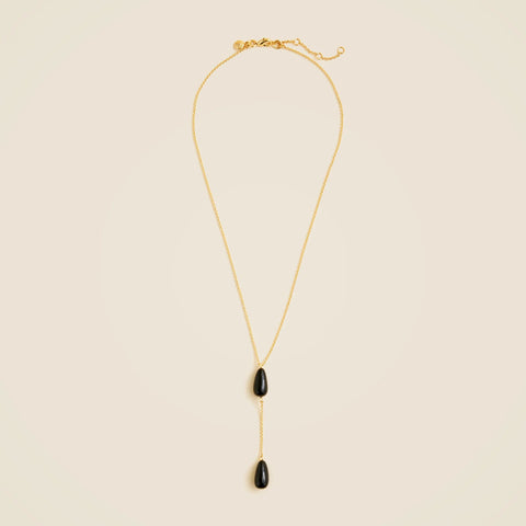 Beaded teardrop lariat necklace