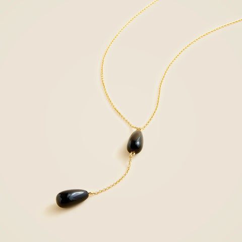 Beaded teardrop lariat necklace