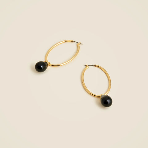 Beaded oval hoop earrings
