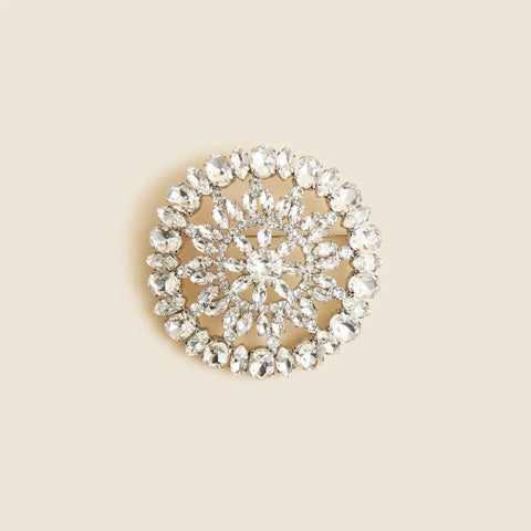 Round crystal brooch