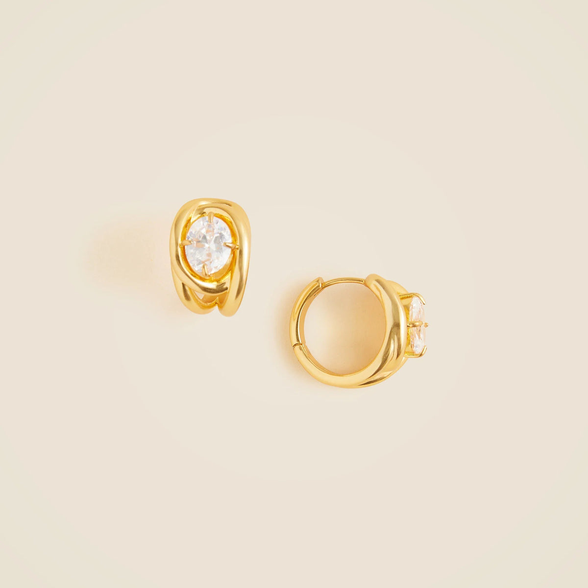 Sculptural crystal hoop earrings