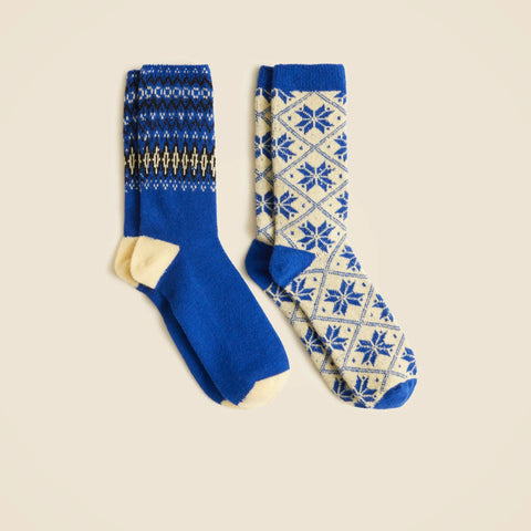 Fair Isle snowflake socks two-pack