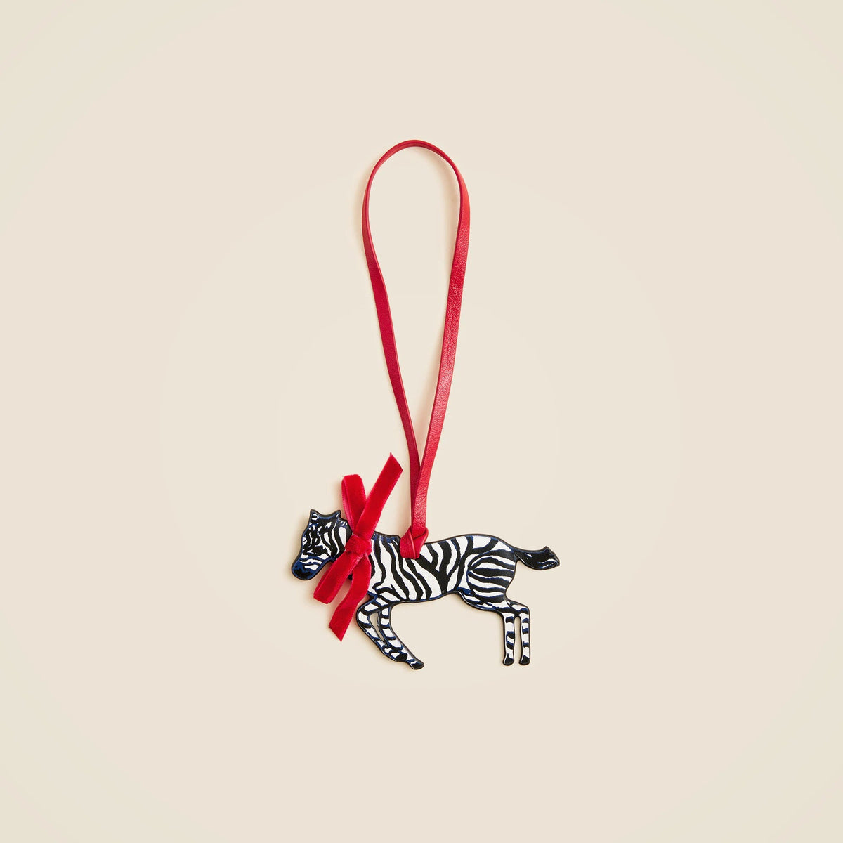 Leather zebra bag charm