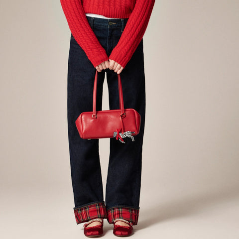 Leather zebra bag charm