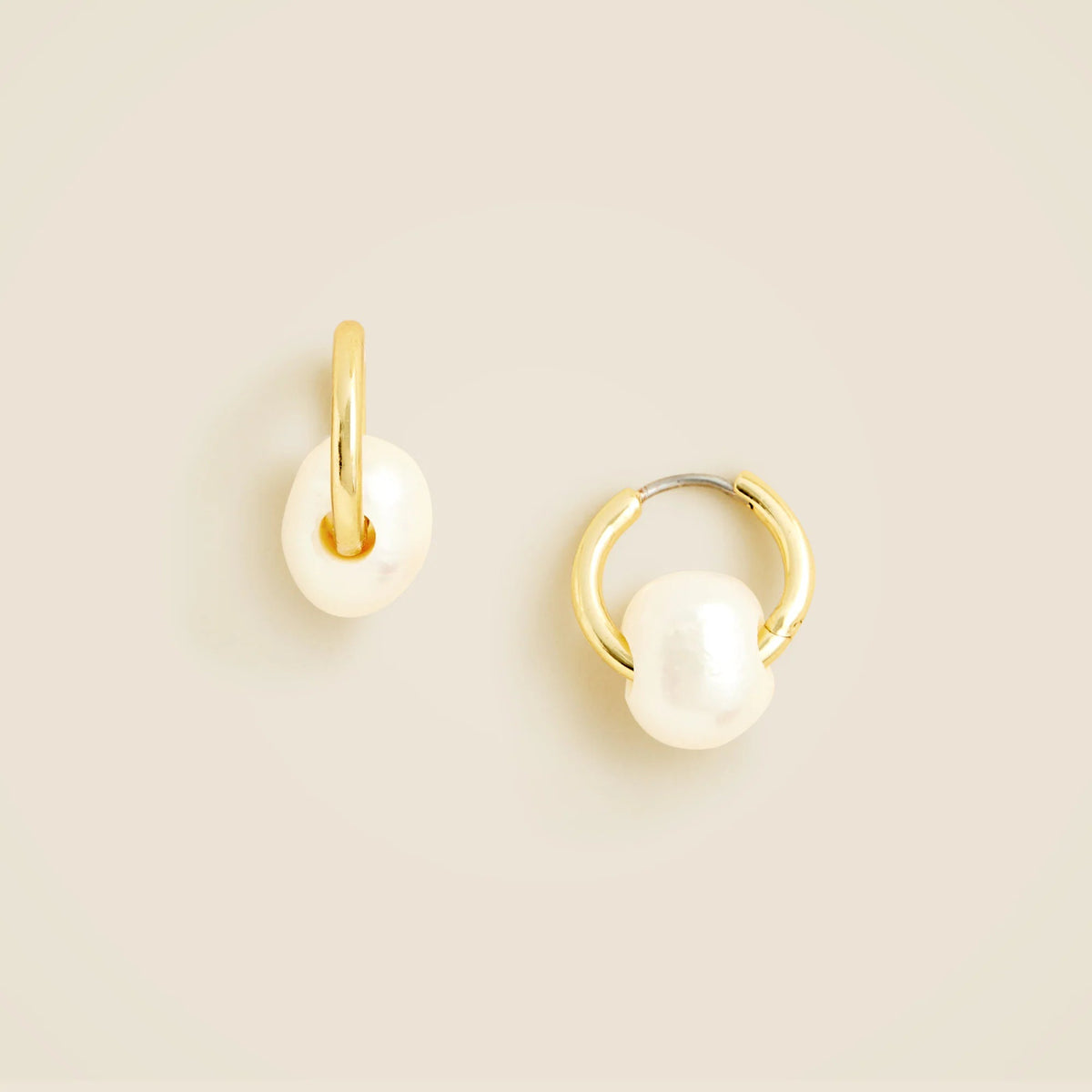 Freshwater pearl huggie hoop earrings