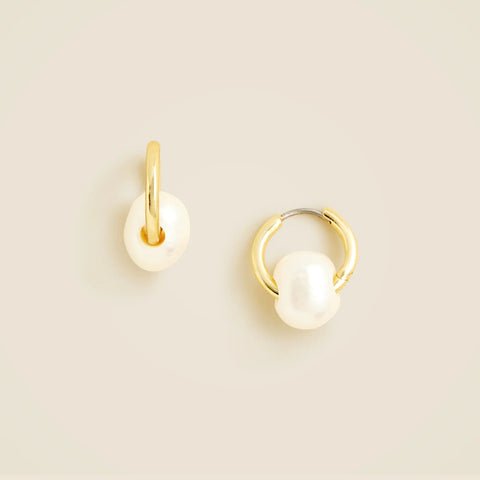 Freshwater pearl huggie hoop earrings