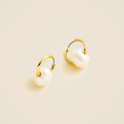 Freshwater pearl huggie hoop earrings