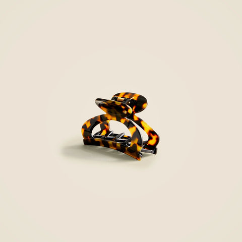 Rounded open-sided hair clip in Italian tortoise