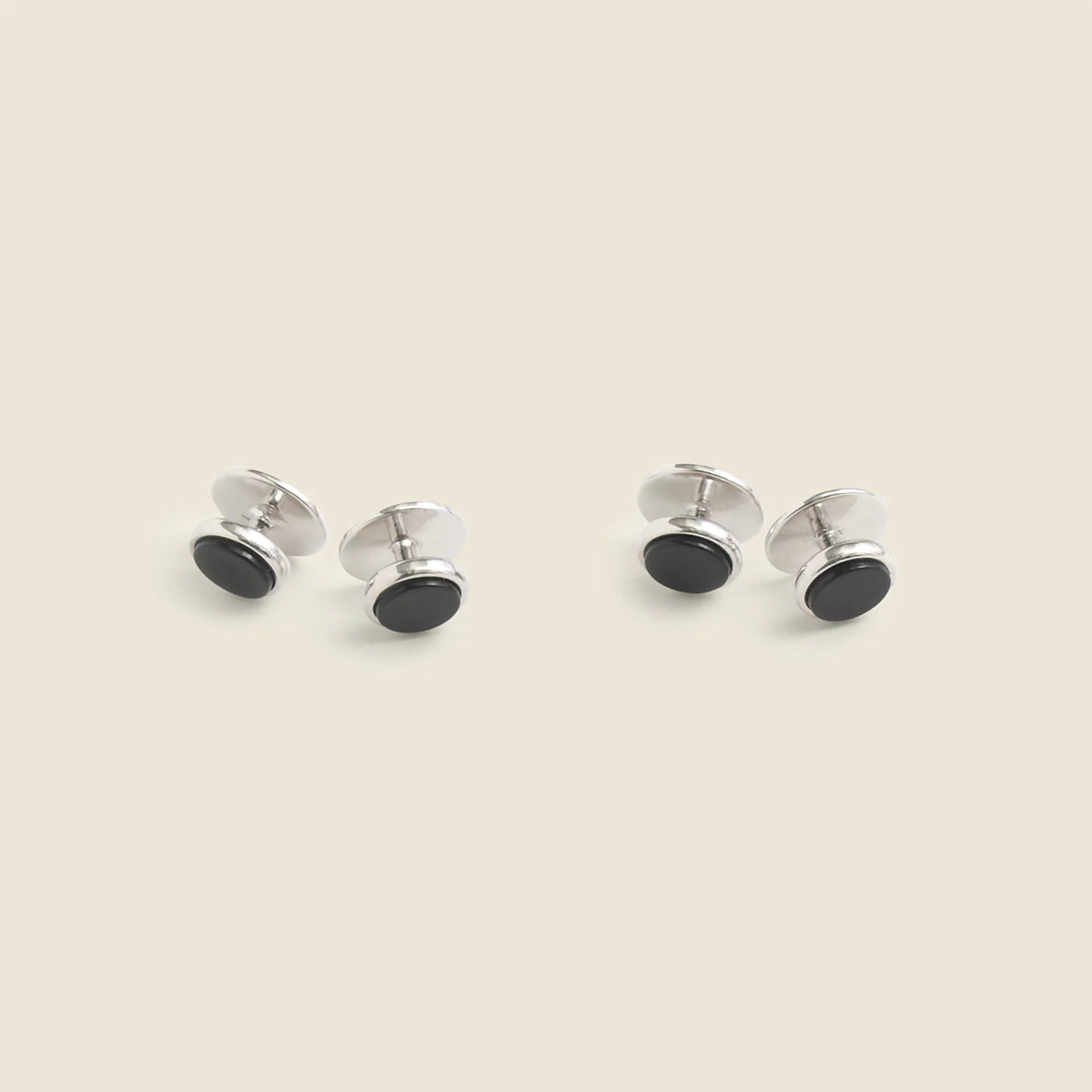 Black onyx sterling silver tuxedo studs