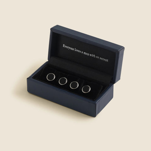 Black onyx sterling silver tuxedo studs