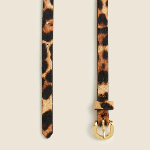 Skinny calf hair belt in leopard