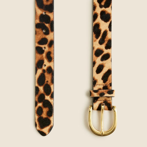 Calf hair belt in leopard