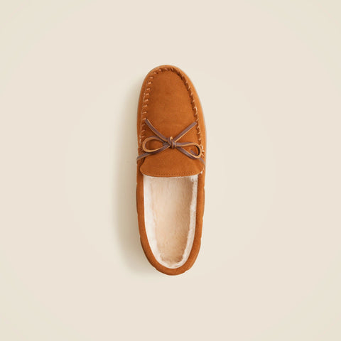 Sherpa-lined suede slippers