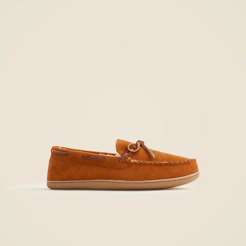 Sherpa-lined suede slippers