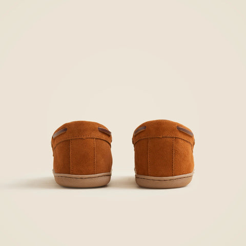 Sherpa-lined suede slippers