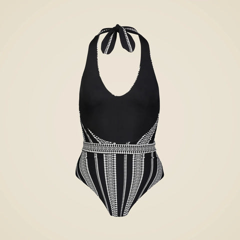 lemlem Luchia deep-V belted one-piece