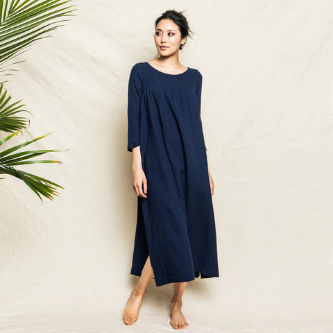 Petite Plume™ women's gauze Provence nightdress in navy