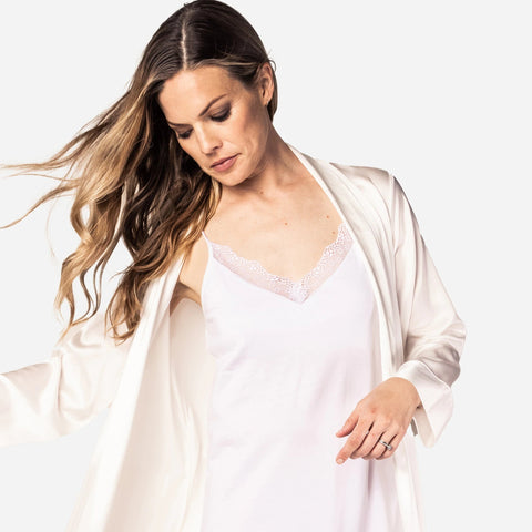 Petite Plume™ women's silk long robe