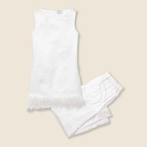 Petite Plume™ women's silk tunic set with feathers