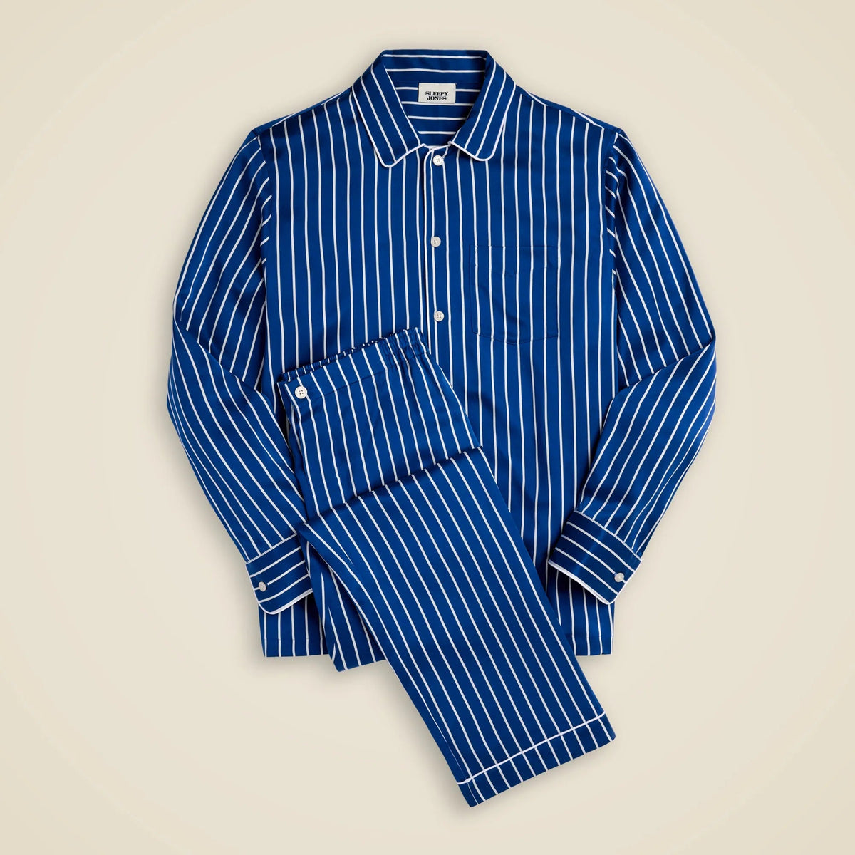 Sleepy Jones men's washable-silk Henry pajama set in stripe