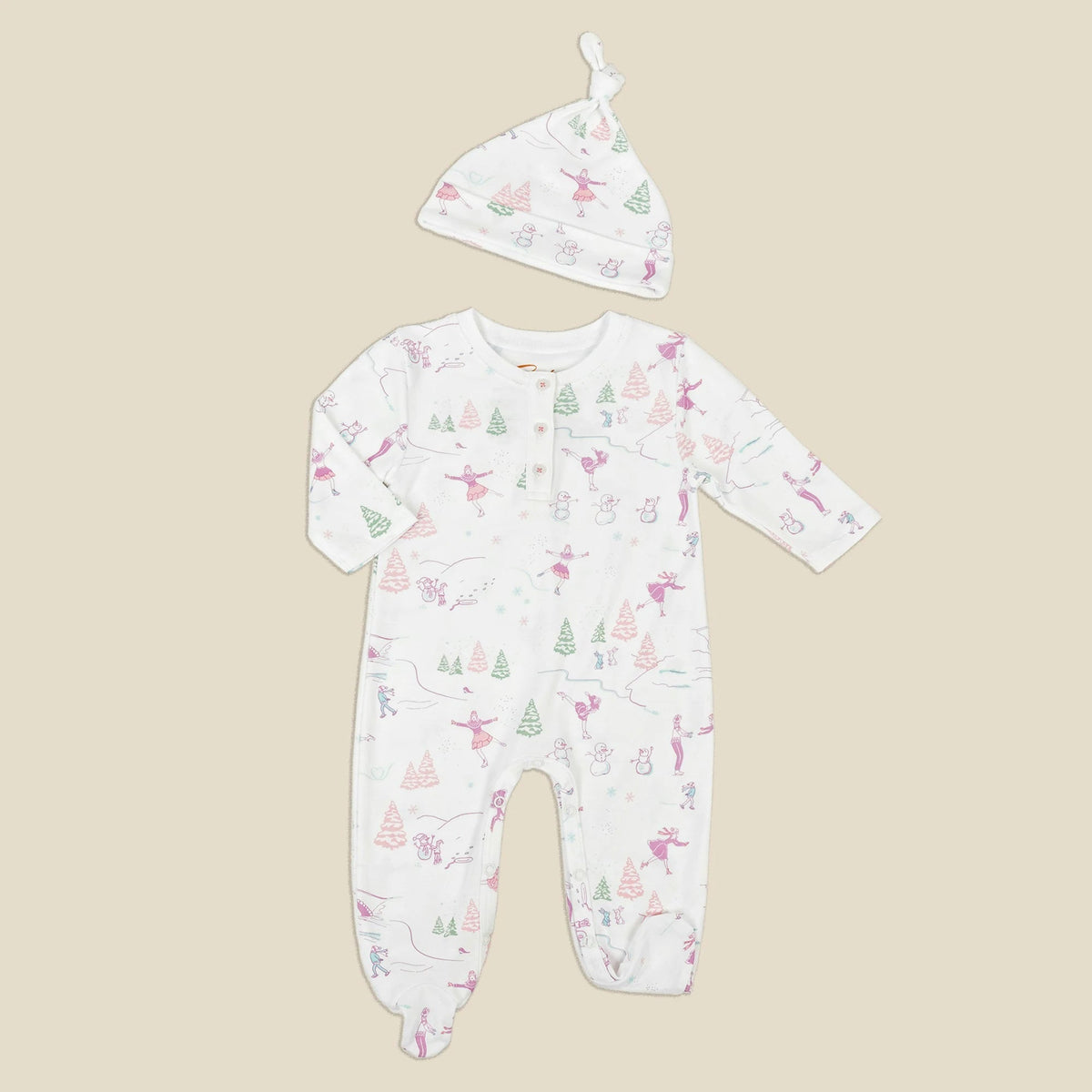 Petidoux babies' Pima cotton one-piece and matching hat set
