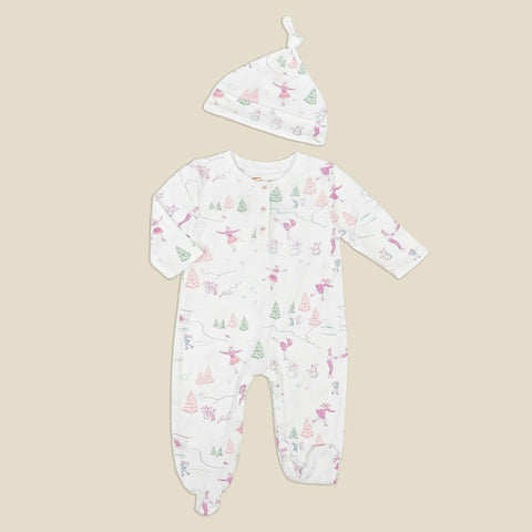 Petidoux babies' Pima cotton one-piece and matching hat set