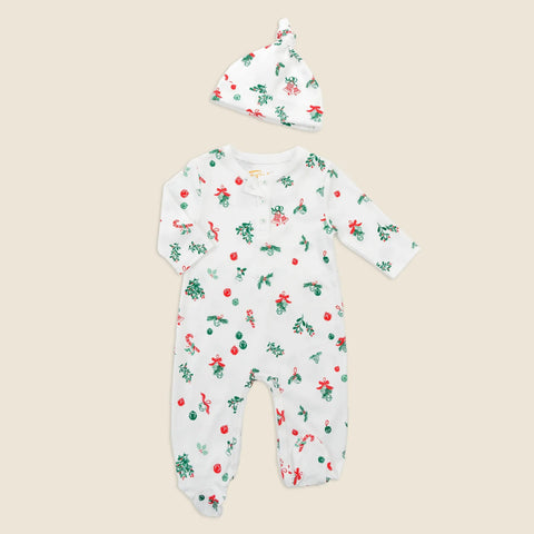 Petidoux babies' Pima cotton one-piece and matching hat set