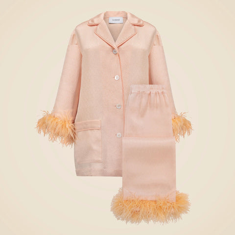 SLEEPER party pajama set with detachable feathers in jacquard