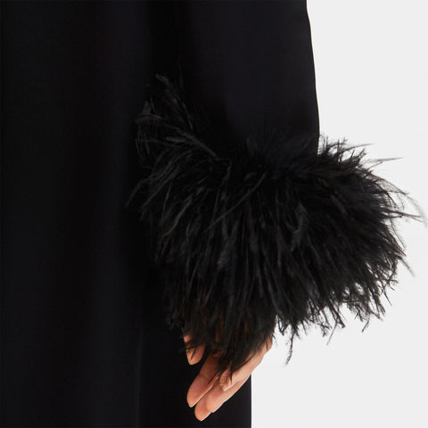 SLEEPER Suzi maxi dress with detachable feather boa