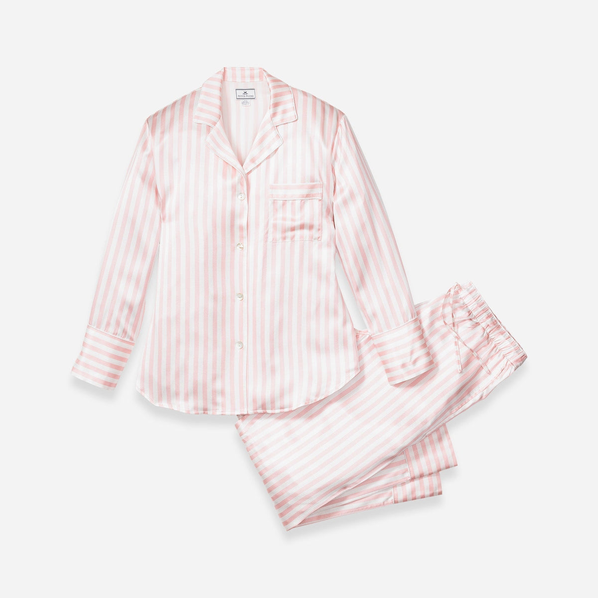 Petite Plume™ women's pajama set in mulberry silk stripe