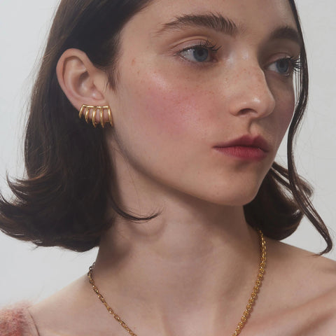 Lady Grey cage clip-on earrings