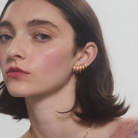 Lady Grey cage clip-on earrings