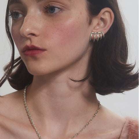 Lady Grey cage clip-on earrings