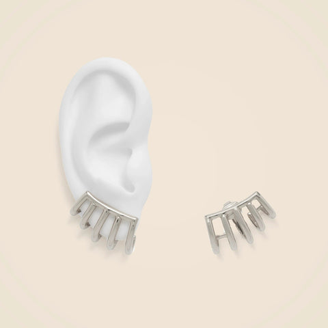Lady Grey cage clip-on earrings