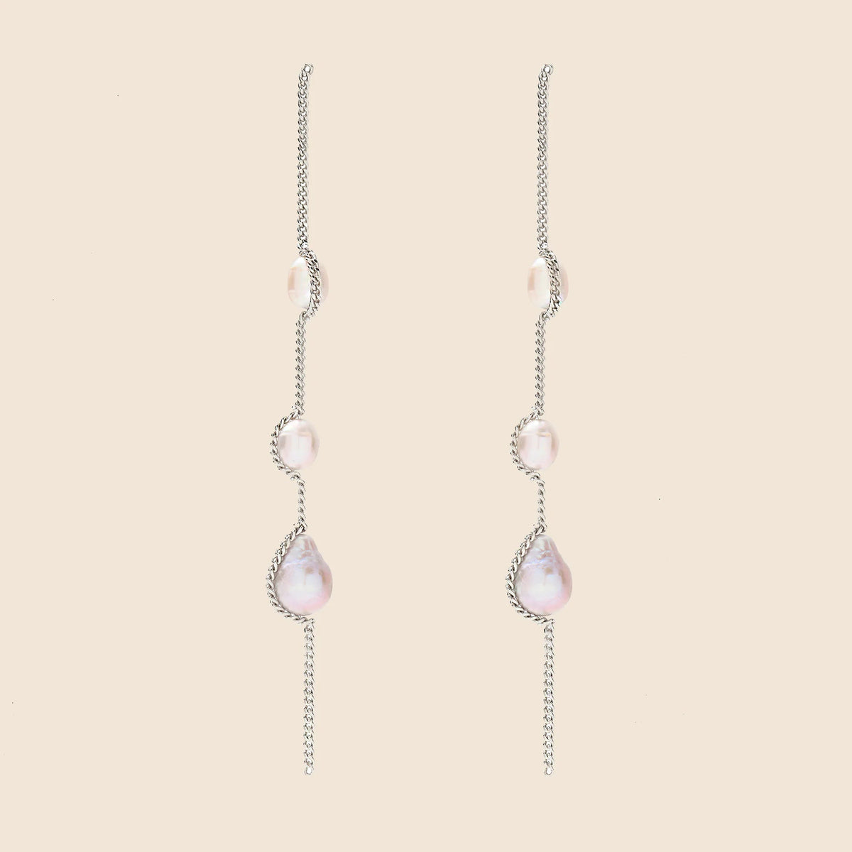Lady Grey threaded pearl earrings
