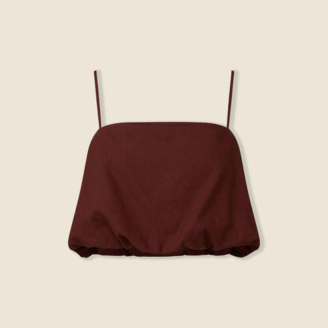 Onia air linen-blend bubble cropped top