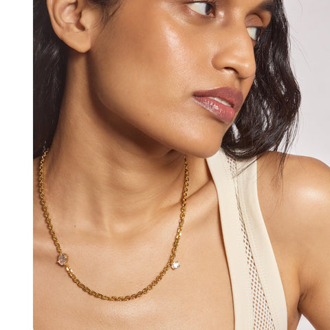 Lady Grey crystal tilt necklace