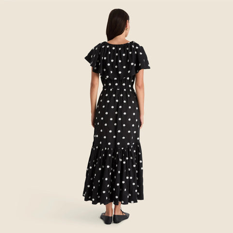 Merlette Loris dress in ikat embroidered dot
