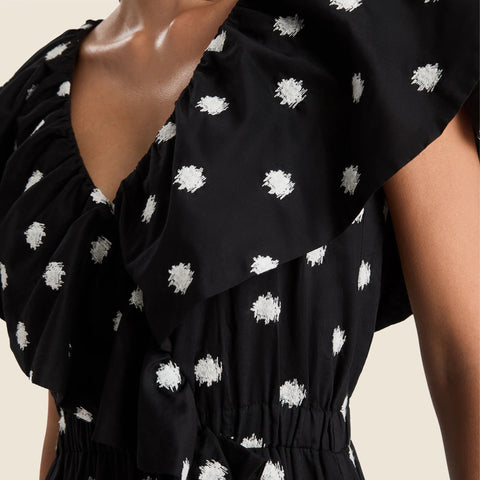 Merlette Loris dress in ikat embroidered dot